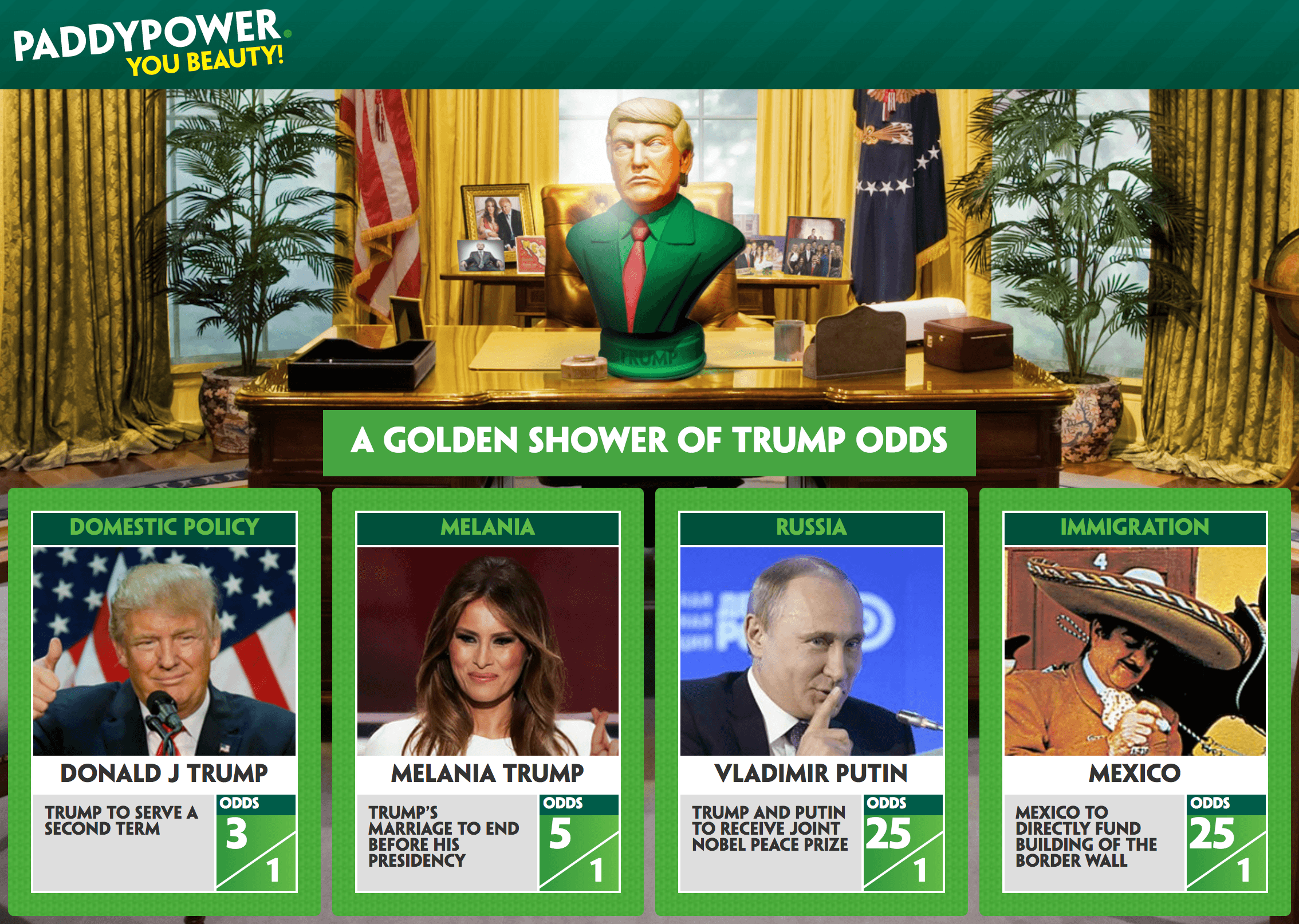 Paddy Power’s Trump-Designated Oddsmaker Covers Contingencies You Never Imagined