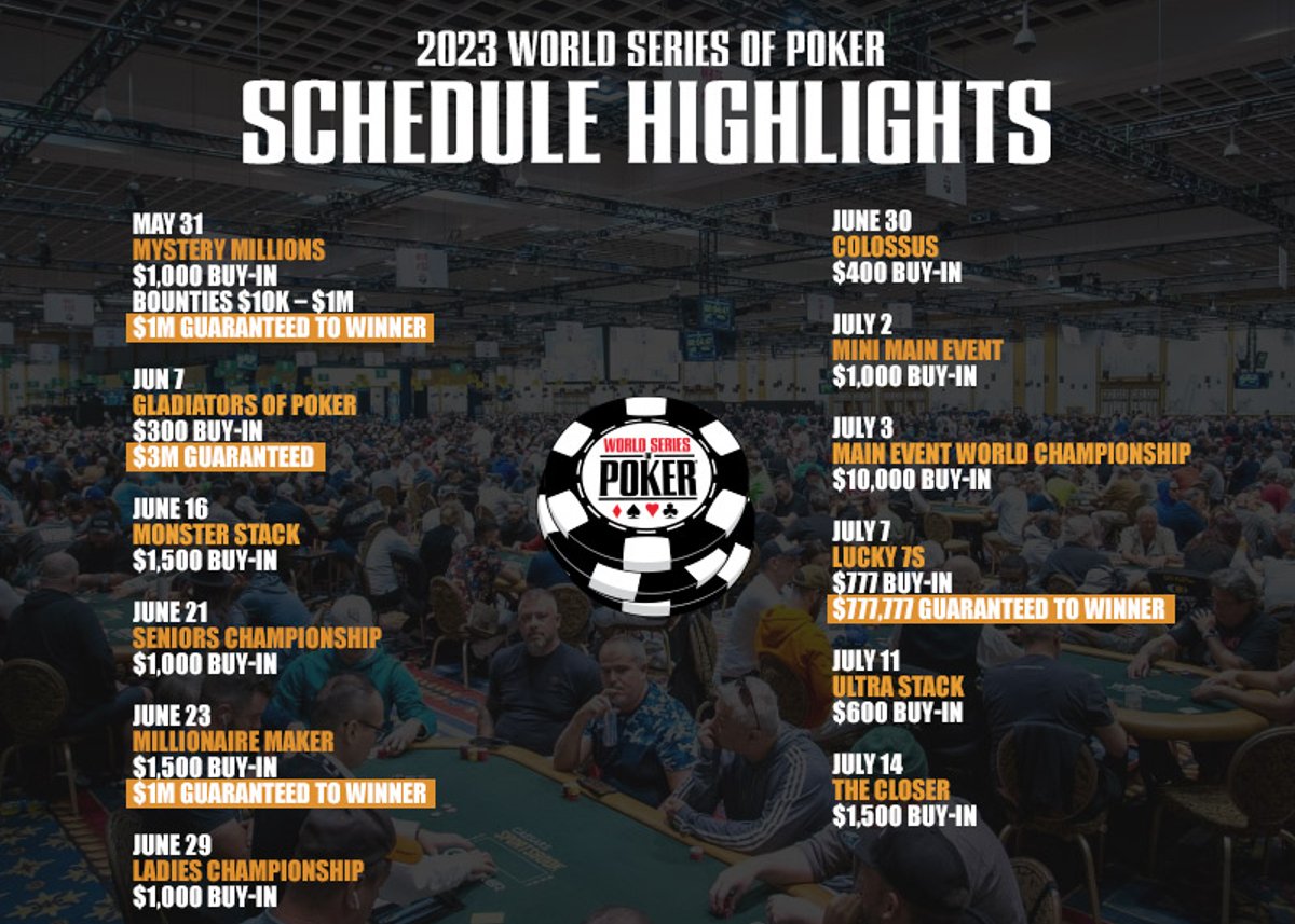 2023 World Series of Poker Main Event Scheduled